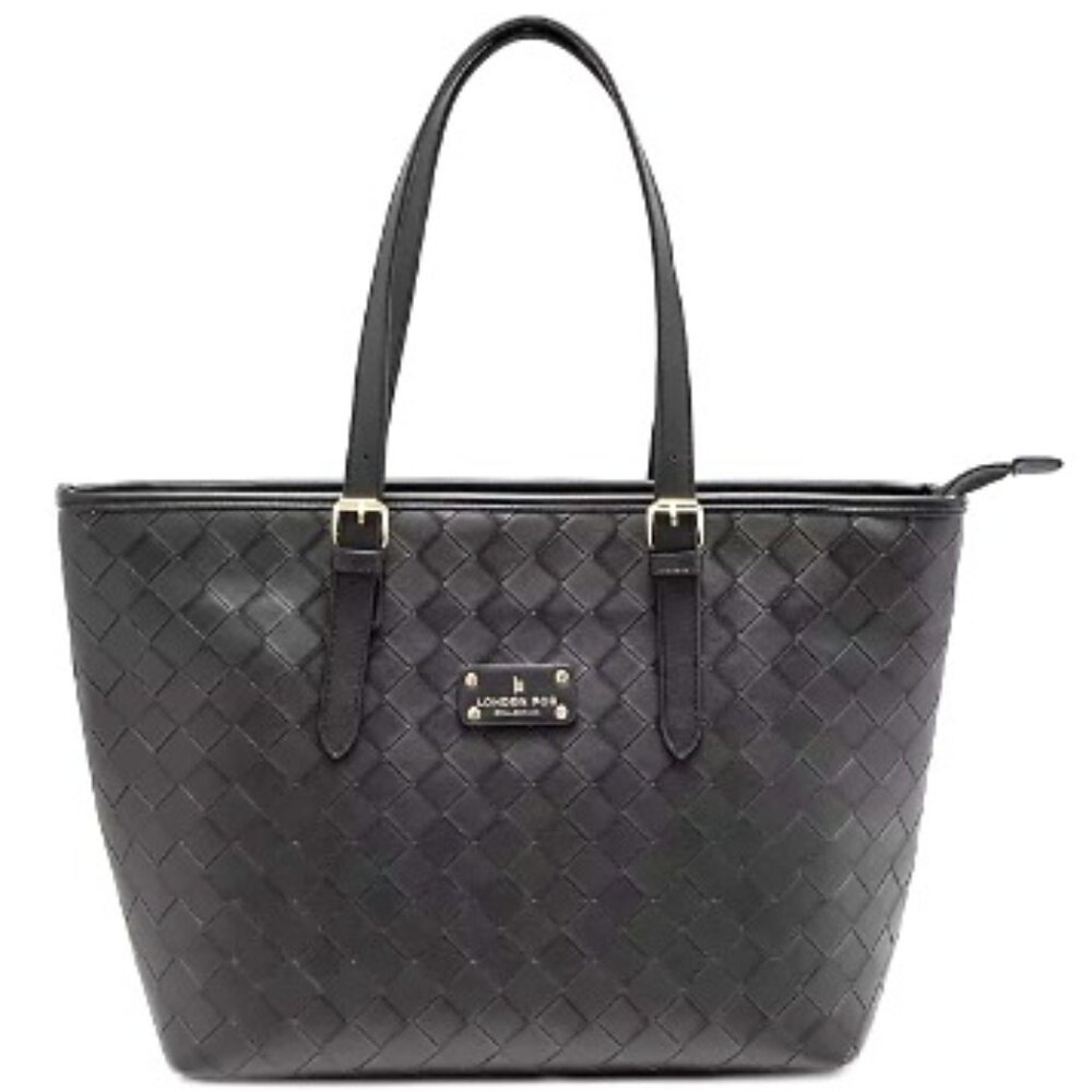 BNWT London Fog Kylar Woven Tote in jet black (OS)